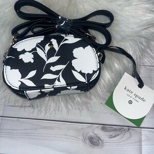 Kate Spade Black and White Floral Crossbody Bag